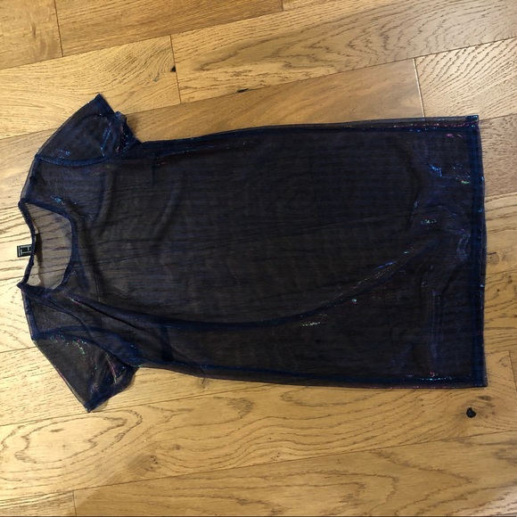 F21 Sheer Metallic T-shirt Dress - Blue/Purple - Small - Picture 4 of 6